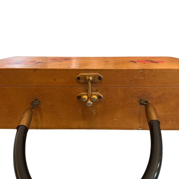 Enid Collins Lucky Ladybugs Wooden Box Bag Purse 1960s Vintage with Mirror - Picture 9 of 16